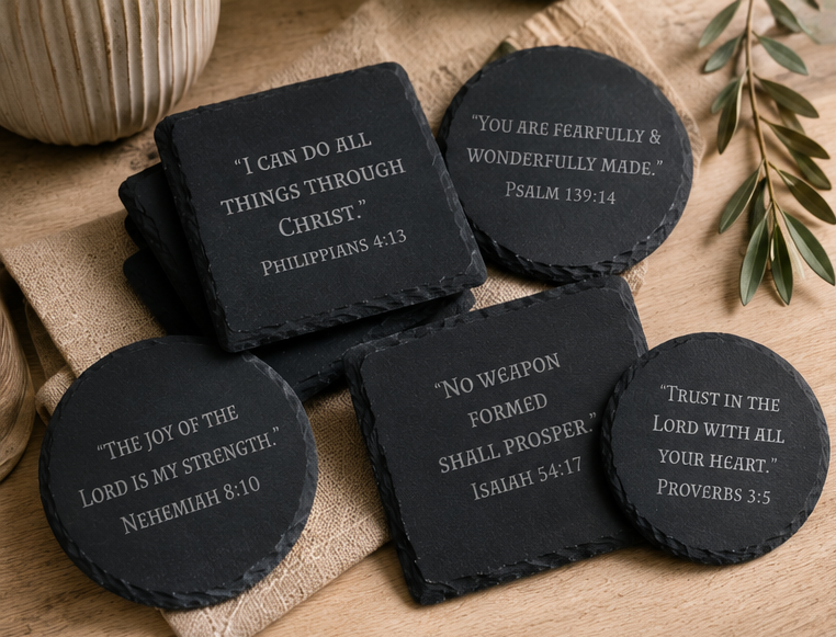 Scripture Stone Coasters 4 pack Bundle | Everyday Reminders of Truth